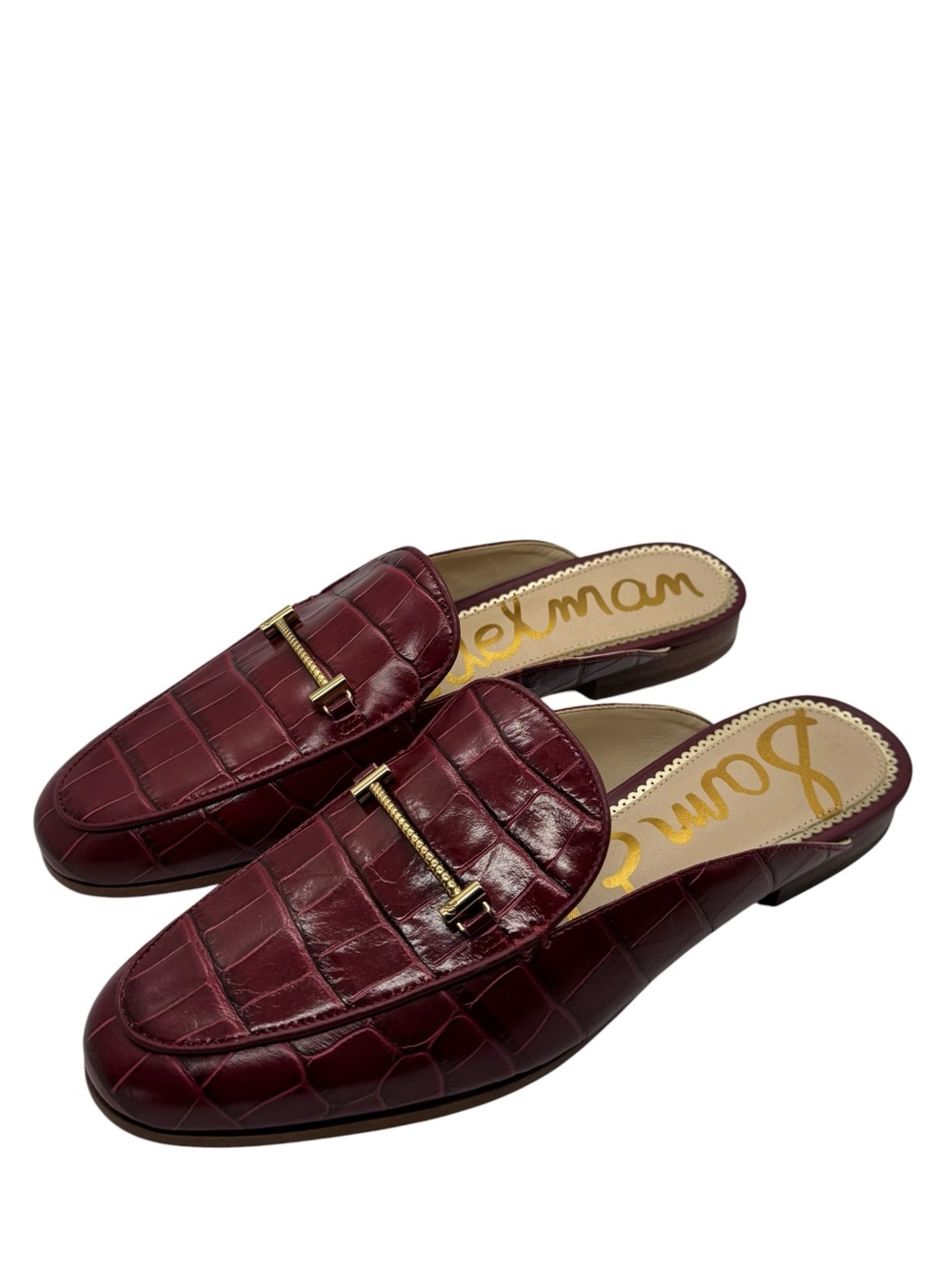 Sam Edelman Laurna Women's Mules Red Crocodile Leather Size 7 M NEW